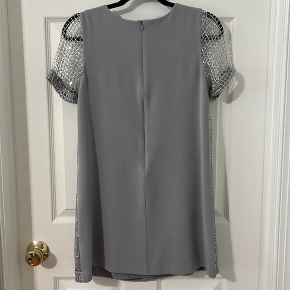 Gianni Bini Silver Sequin Mesh Mini Dress Size XS - Picture 2 of 6